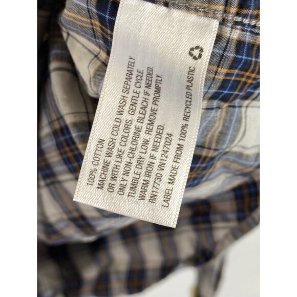 GOODFELLOW & CO Men's Cream/Blue Plaid Slim-Fit Button-Up Long Sleeve Shirt SZXL - Picture 11 of 11